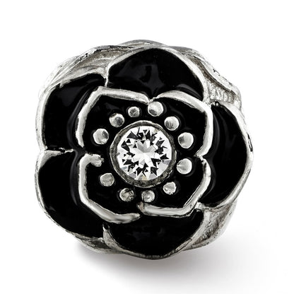 Sterling Silver Reflections Enameled Flower Preciosa Crystal Bead