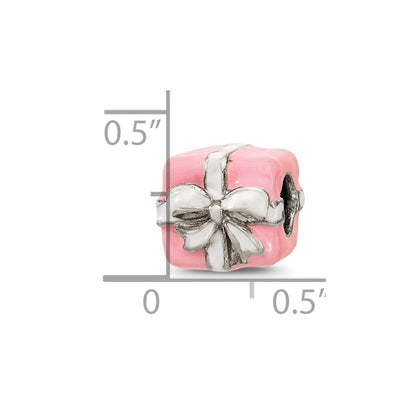 Sterling Silver Reflections Pink & White Enameled Present Bead