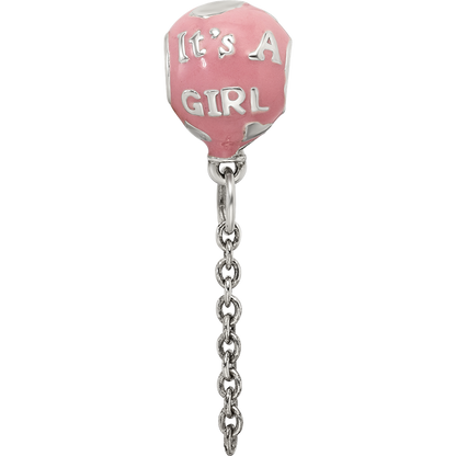 Sterling Silver Reflections Enameled It's a Girl Balloon Bead