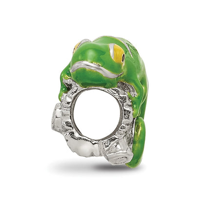 Sterling Silver Reflections Enameled Lizard on Log Bead