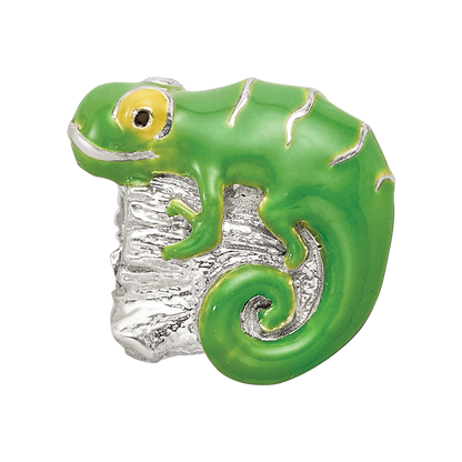 Sterling Silver Reflections Enameled Lizard on Log Bead