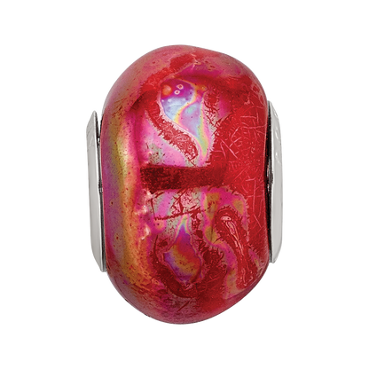Sterling Silver Reflections Orange/Pink Ceramic Bead