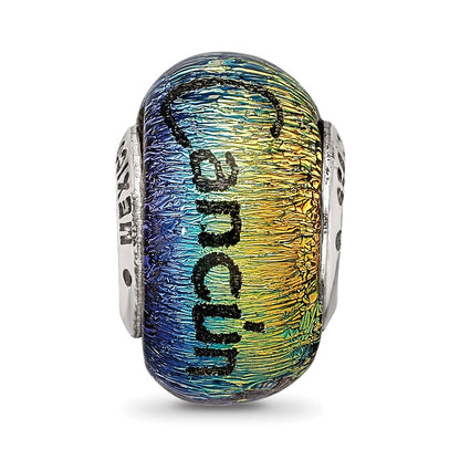 Sterling Silver Reflections Cancun Orange Dichroic Glass Bead