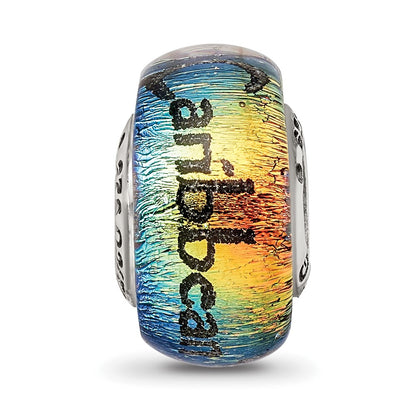 Sterling Silver Reflections Caribbean Orange Dichroic Glass Bead