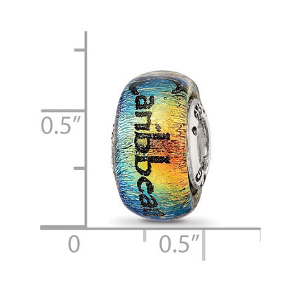Sterling Silver Reflections Caribbean Orange Dichroic Glass Bead