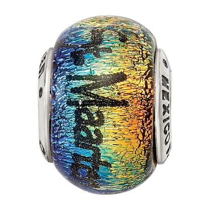 Sterling Silver Reflections St Maarten Orange Dichroic Glass Bead
