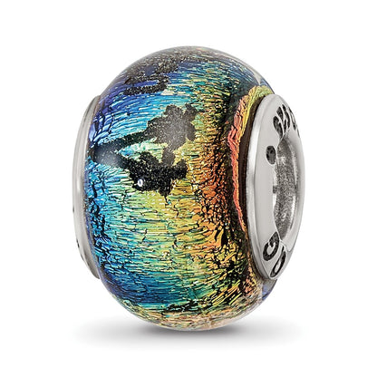 Sterling Silver Reflections St Maarten Orange Dichroic Glass Bead
