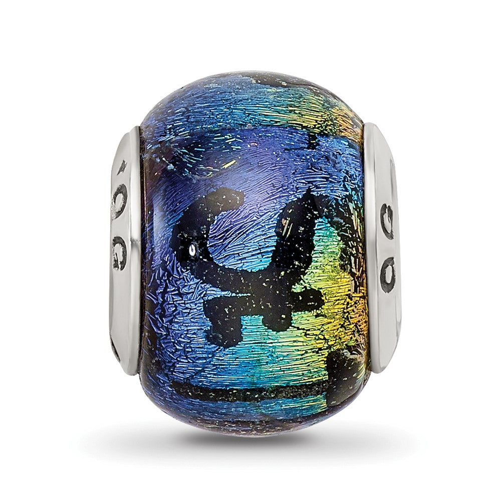 Sterling Silver Reflections St Thomas Orange Dichroic Glass Bead