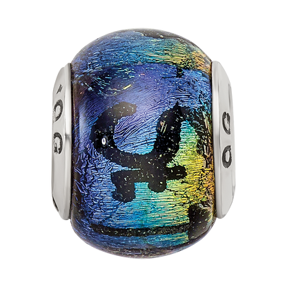 Sterling Silver Reflections St Thomas Orange Dichroic Glass Bead