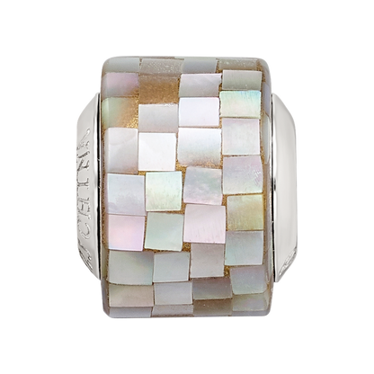 Sterling Silver Reflections Grey Mother of Pearl Mosaic Bead