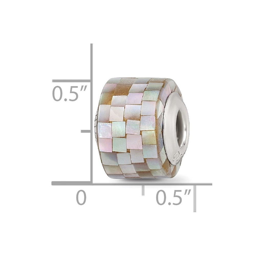 Sterling Silver Reflections Grey Mother of Pearl Mosaic Bead