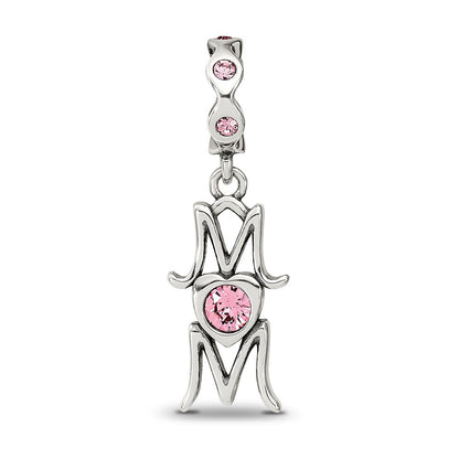 Sterling Silver Reflections Crystals MOM Dangle Bead