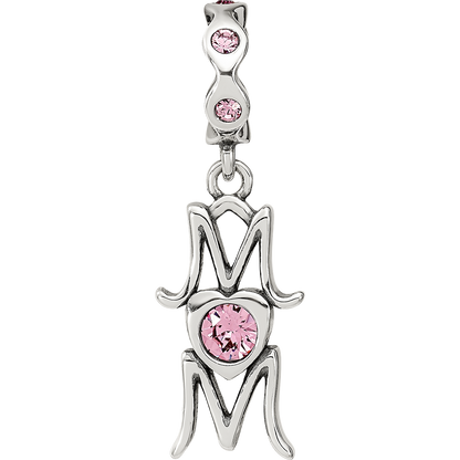 Sterling Silver Reflections Crystals MOM Dangle Bead