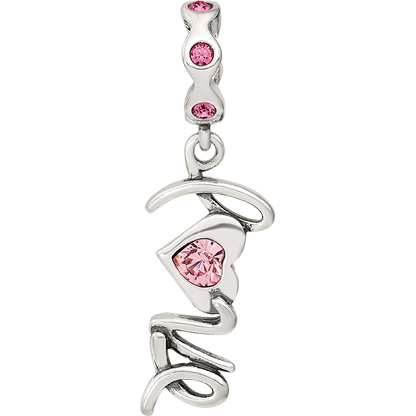 Sterling Silver Reflections Crystals LOVE Dangle Bead