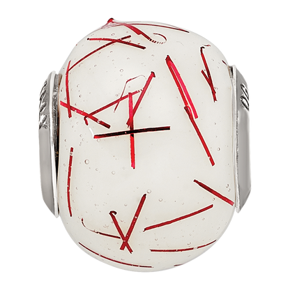 Sterling Silver Reflections White w/RedConfetti Glass Bead