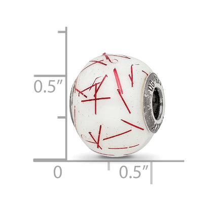 Sterling Silver Reflections White w/RedConfetti Glass Bead