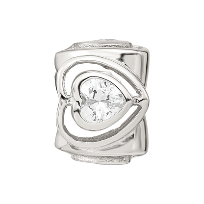 Sterling Silver Reflections Clear CZ Heart Bead