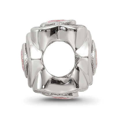 Sterling Silver Reflections Pink CZ Heart Bead