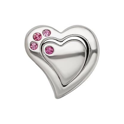 Sterling Silver Reflections Pink Crystal 2pc Heart Bead