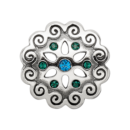 Sterling Silver Reflections Blue/Green Crystals Flower Bead