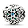 Sterling Silver Reflections Blue/Green Crystals Flower Bead