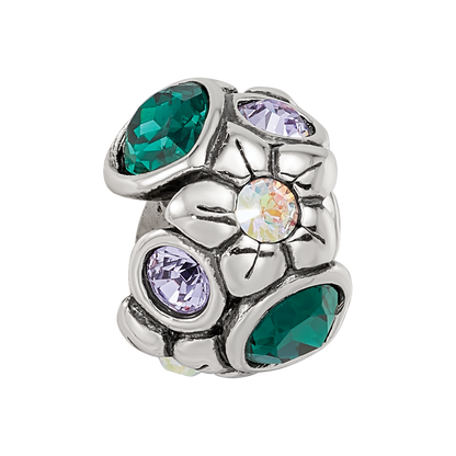 Sterling Silver Reflections Purple/Green Crystal Flower Bead