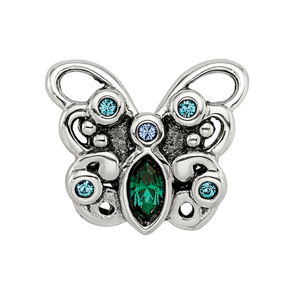 Sterling Silver Reflections Blue/Green Crystal Butterfly Bead