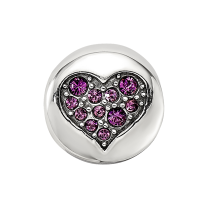 Sterling Silver Reflections Feb Purple Crystal Peace Heart Bead