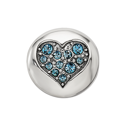 Sterling Silver Reflections Mar Blue Crystal Courage Heart Bead