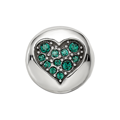 Sterling Silver Reflections May Green Crystal Success Heart Bead