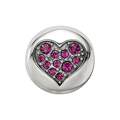 Sterling Silver Reflections July Red Crystal Passion Heart Bead