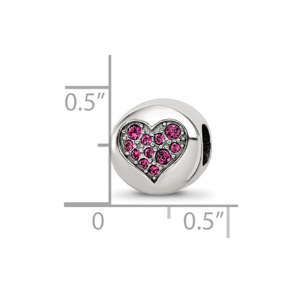 Sterling Silver Reflections July Red Crystal Passion Heart Bead