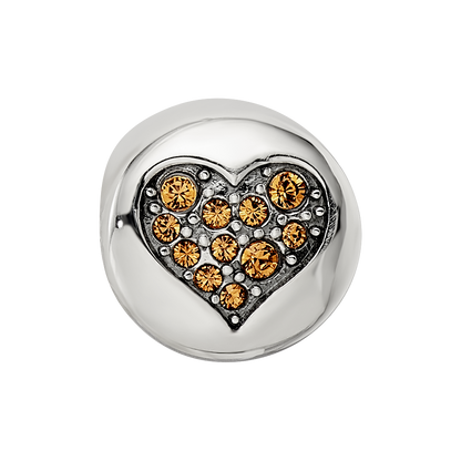 Sterling Silver Reflections Nov Yellow Crystal Balance Heart Bead