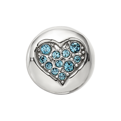 Sterling Silver Reflections Dec Blue Crystal Luck Heart Bead