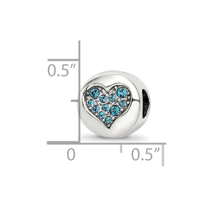 Sterling Silver Reflections Dec Blue Crystal Luck Heart Bead