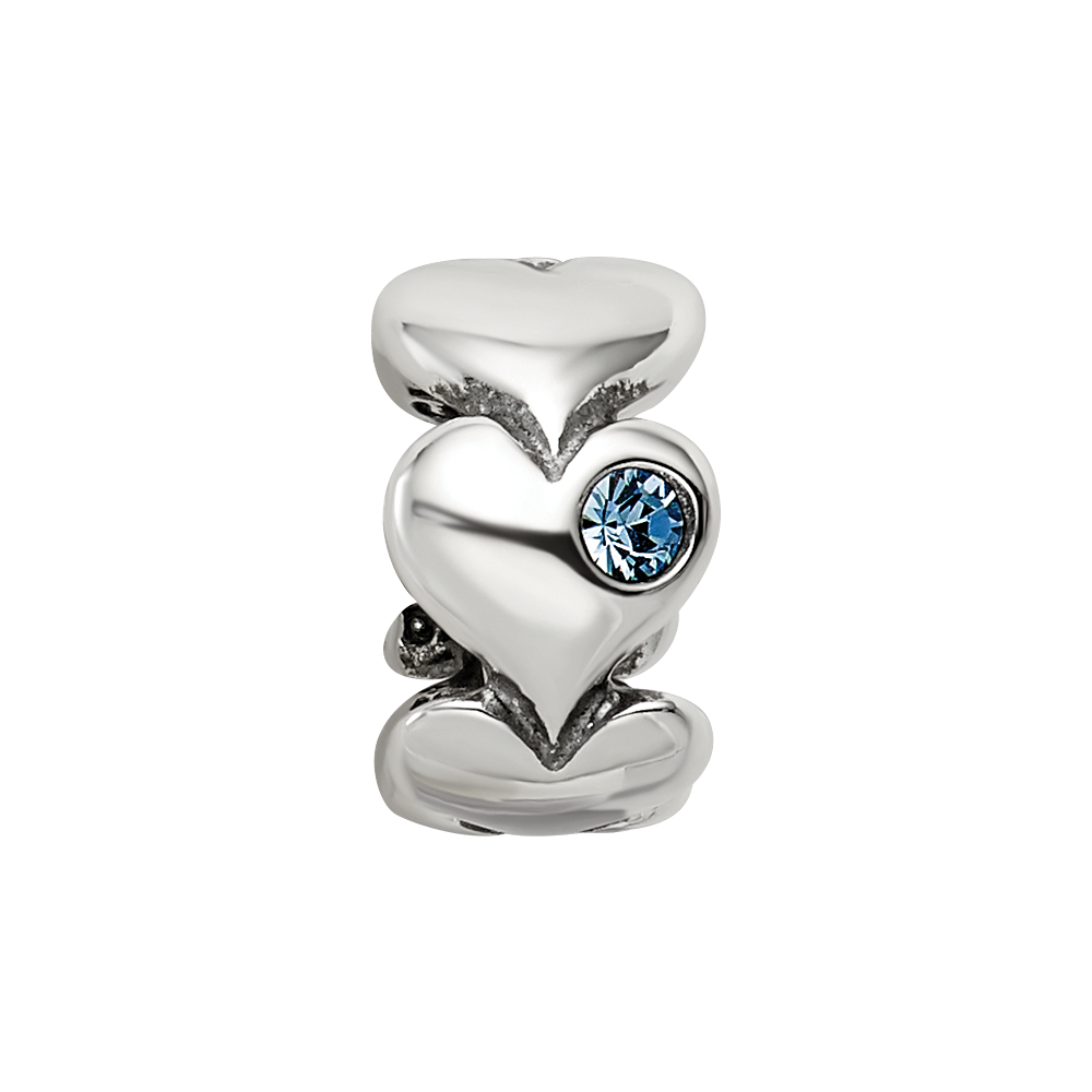 Sterling Silver Reflections Crystal Endless Hearts Bead