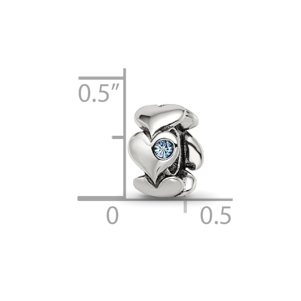 Sterling Silver Reflections Crystal Endless Hearts Bead