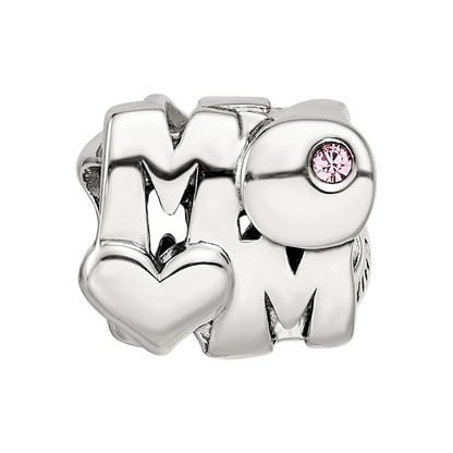 Sterling Silver Reflections Pink Crystals MOM Bead