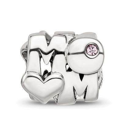 Sterling Silver Reflections Pink Crystals MOM Bead