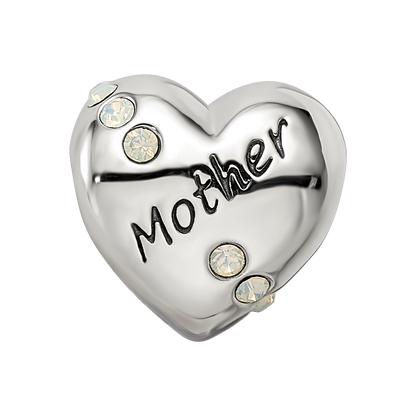 Sterling Silver Reflections Crystals Mother Heart Bead