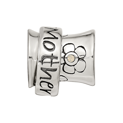 Sterling Silver Reflections Crystals Mother Spinner Bead