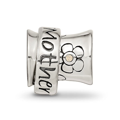 Sterling Silver Reflections Crystals Mother Spinner Bead