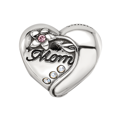 Sterling Silver Reflections Crystals Mother's Heart Bead