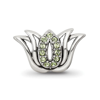 Sterling Silver Reflections with Crystals Pav Lotus Bead