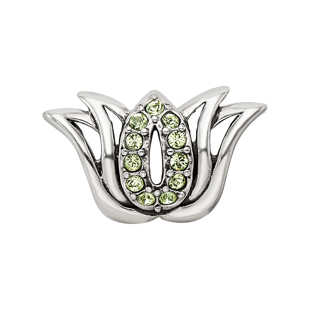 Sterling Silver Reflections with Crystals Pav Lotus Bead