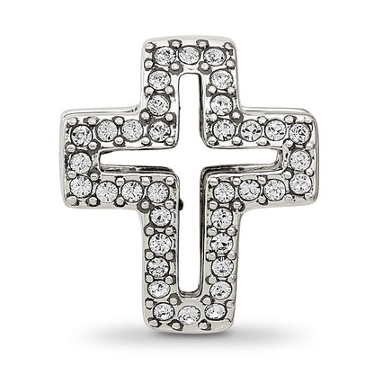 Sterling Silver Reflections Crystals Pav Open Cross Bead