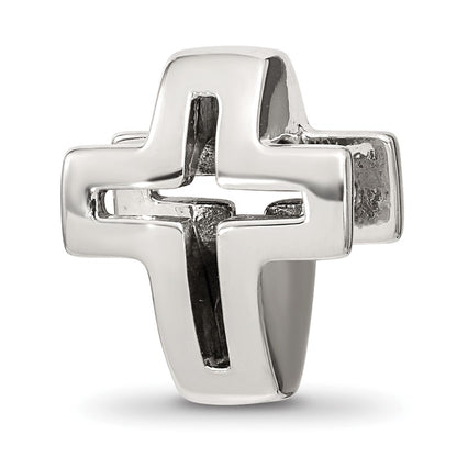 Sterling Silver Reflections Crystals Pav Open Cross Bead