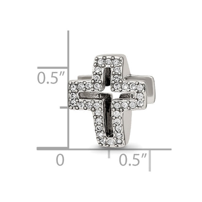 Sterling Silver Reflections Crystals Pav Open Cross Bead