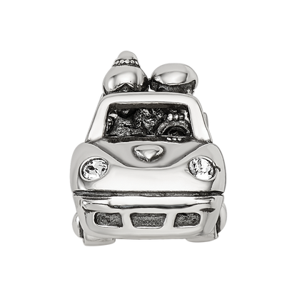 Sterling Silver Reflections Crystals Just Married Car Bead
