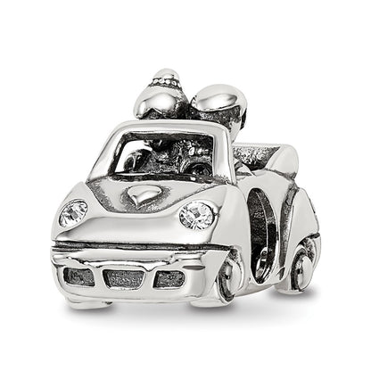 Sterling Silver Reflections Crystals Just Married Car Bead